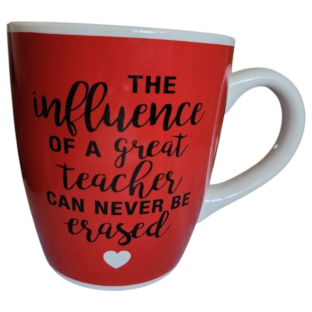NWOT Teacher School Heart Red White Dan Dee International Coffee Cup Mug 24 Oz